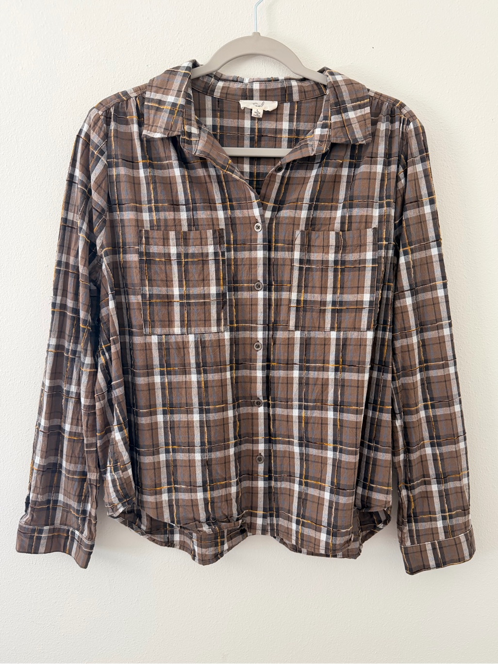Easel Brown Lightweight 100% Cotton Flannel Size Large